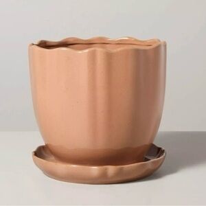Hearth & Hand 9.5" Scalloped Edge Stoneware Planter Pot Saucer FALL Rust Orange